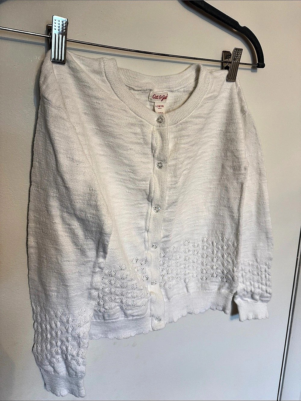 Cat & Jack White Button Front Cardigan Size Large Like New